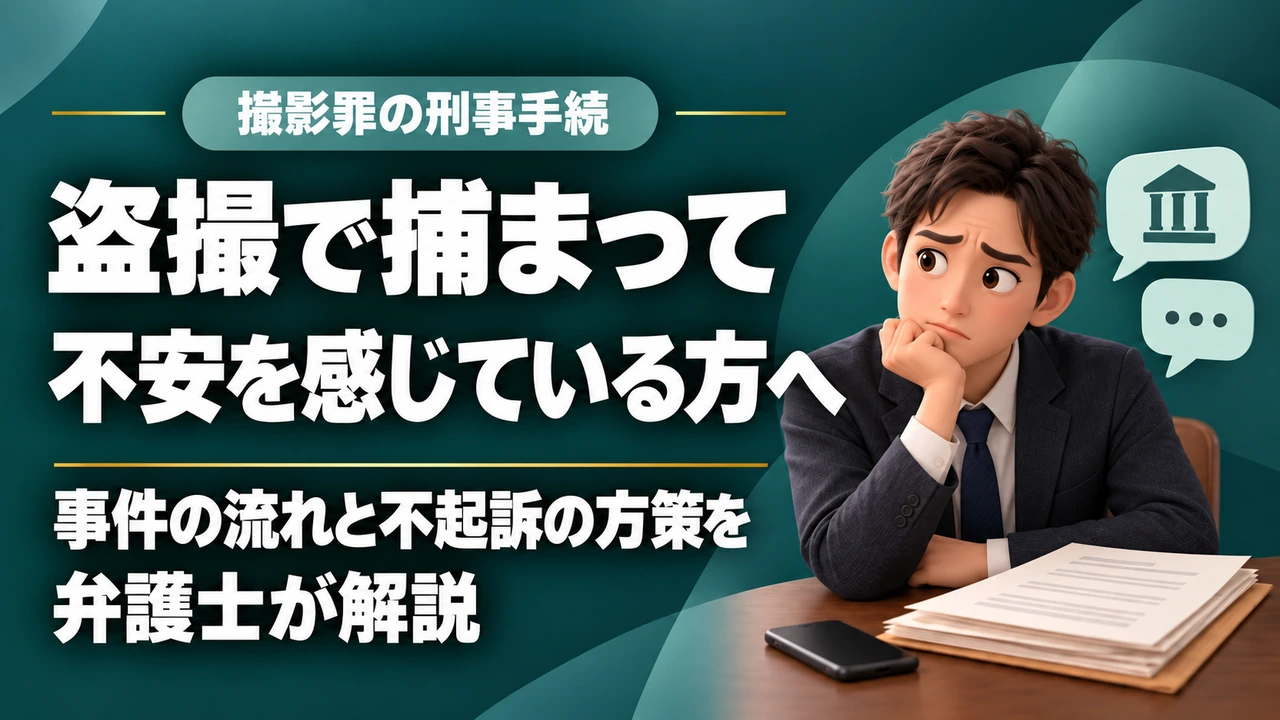 【撮影罪】盗撮で捕まった…｜盗撮事件の流れ、不起訴の方策を解説の記事サムネイル