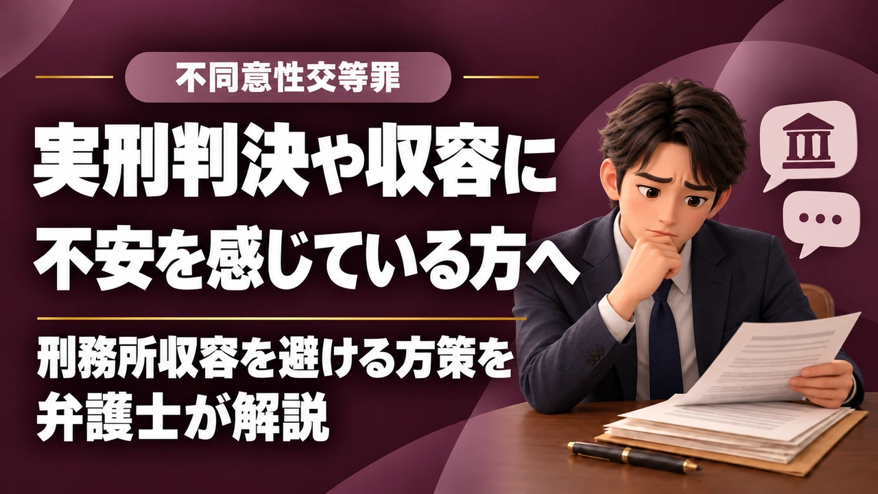 【不同意性交等罪】は重罪・原則実刑｜それでも刑務所収容を回避する方法を解説の記事サムネイル