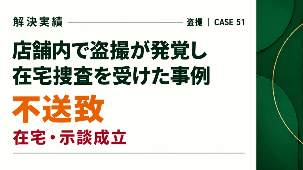 店舗内で盗撮が発覚し在宅捜査を受けた事例で、示談が成立し、不送致となった