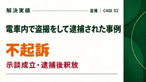 電車内で盗撮をして逮捕されたが、逮捕後釈放され、示談成立により不起訴になった事例